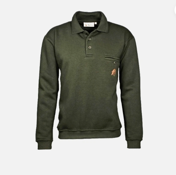 Jäger Sweat Shirt , Polo Sweat Shirt, Langarm Shirt mit Wild Motiv , Jäger Shirt